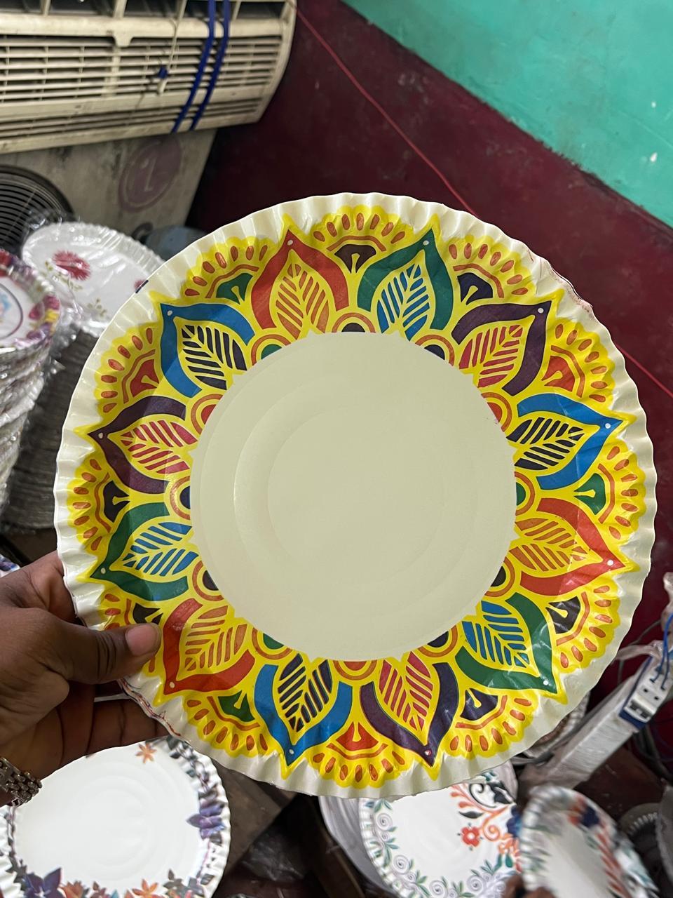 Multicolor Rangoli Mandala Wrinkle Buffet Plate