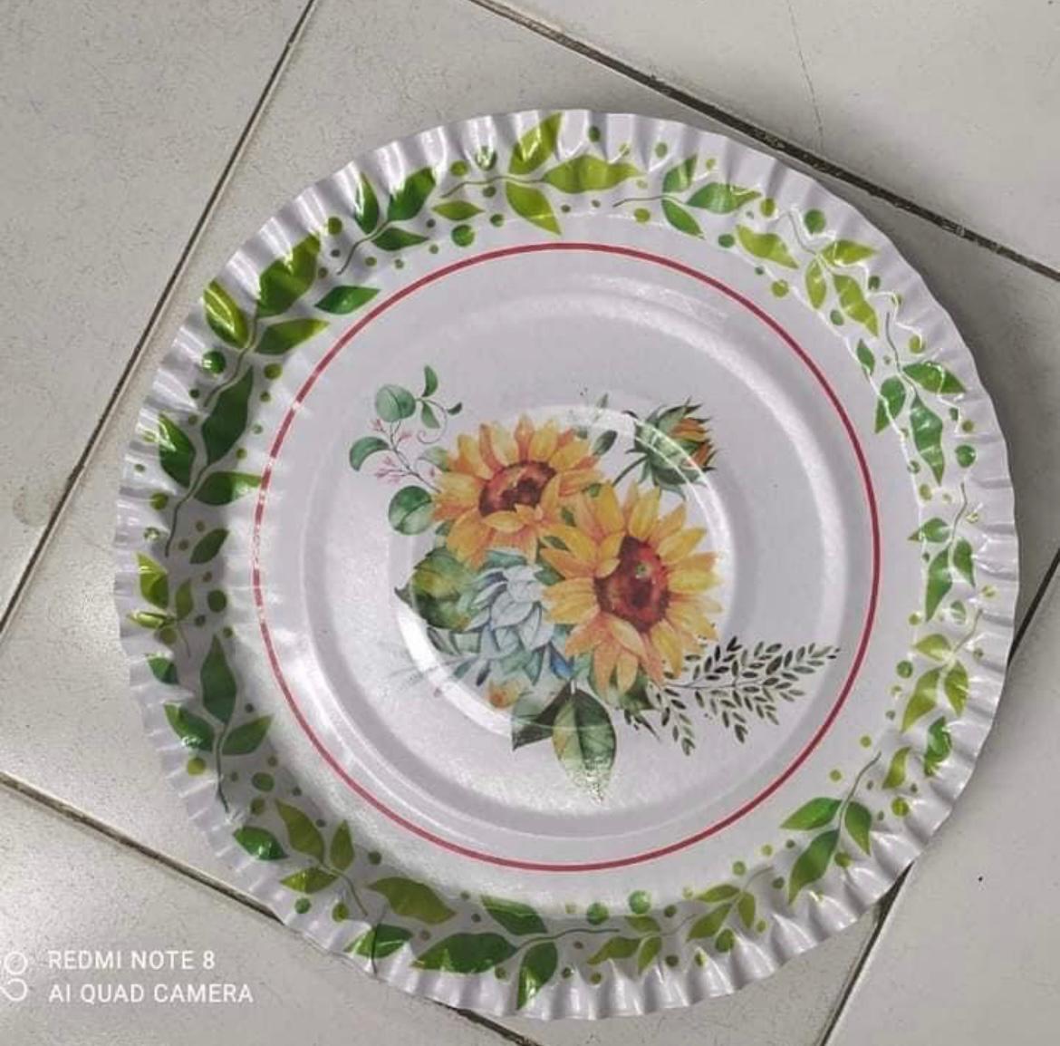 Sunflower Floral Wrinkled Rim Buffet Plate